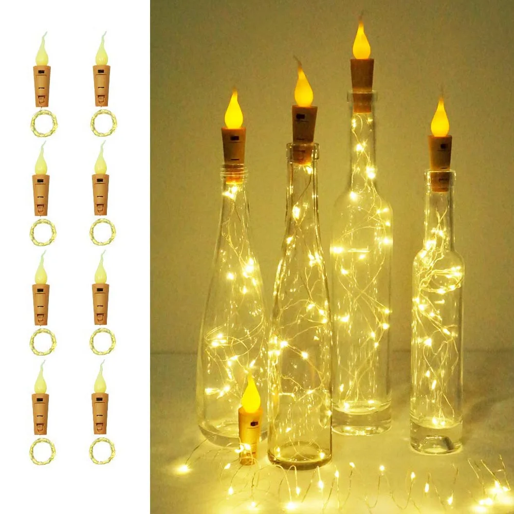 

10/20leds Wine Bottle Lights Battery Operated Candle Flame Starry Fairy Lights for Party Christmas Halloween Wedding Decoration