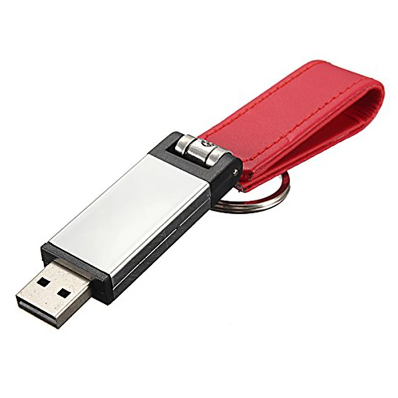 2 шт 32GB USB 2,0 брелок Memory Stick кожаный чехол, красный с черным