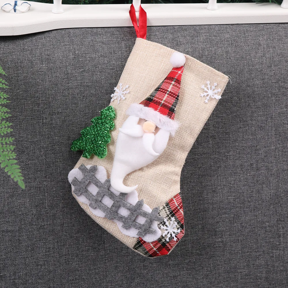 BG Christmas tree hanging party tree decoration Christmas Home Decoration socks gift candy bag props Cartoon gift pendant - Цвет: BG