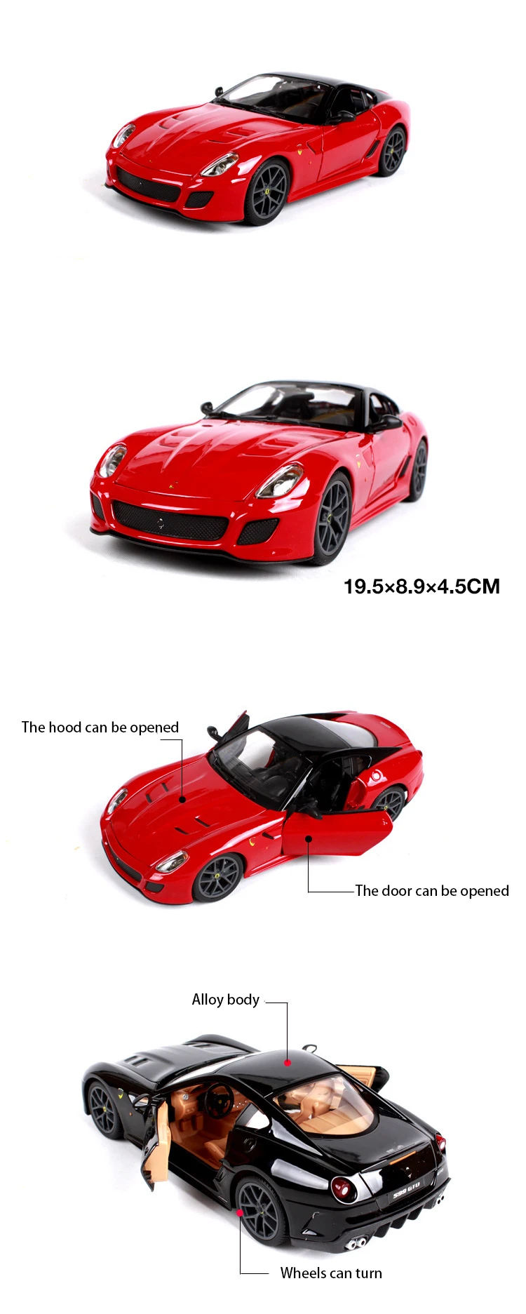 1:24 модифицированный автомобиль спортивный автомобиль 599 GTO игрушечный автомобиль из сплава детские игрушки модель автомобиля машина новая детская