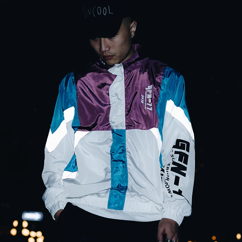 HISTREX Patchwork Stripe Retro Mens Jackets Vintage New Men's Windbreaker Bike Male Harajuku Hip Hop Jacket Men 4YAGU# 4