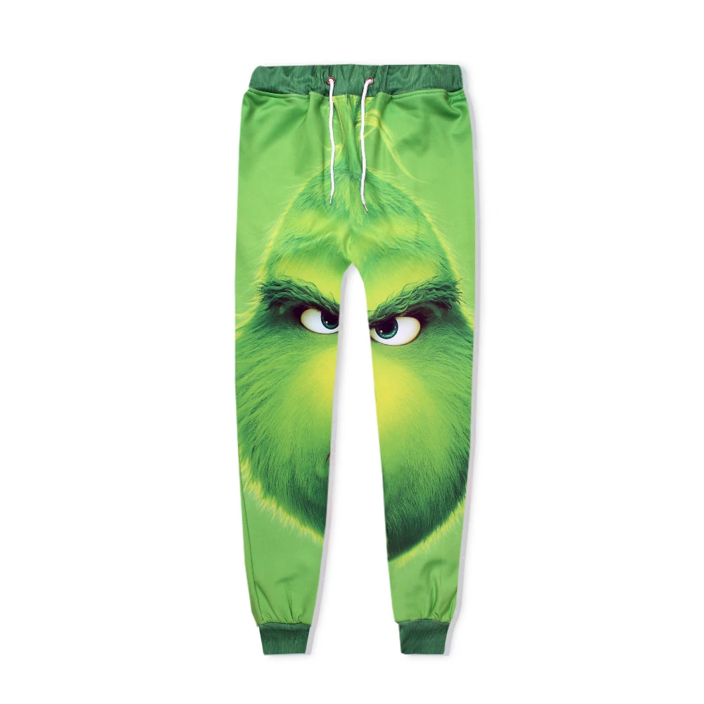 Комплект из двух предметов, толстовки с капюшоном с 3D принтом Grinch, забавная модная Толстовка+ Джоггеры для мужчин и женщин, спортивный костюм унисекс, комплект из топа и штанов - Цвет: Pants