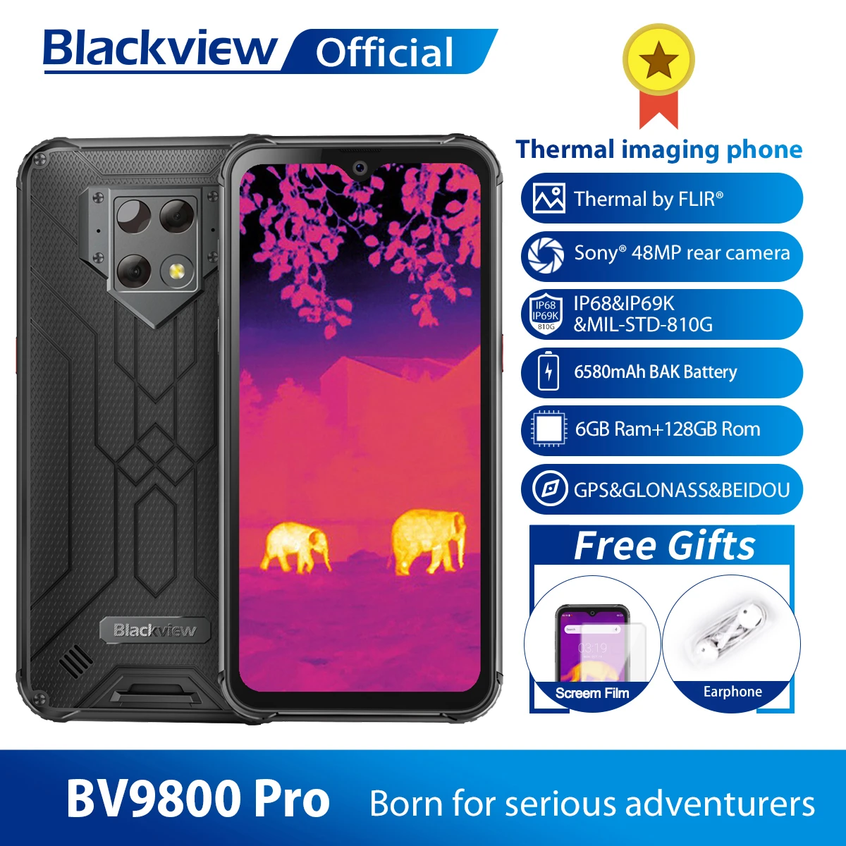Blackview BV9800 Pro Thermal Camera Mobile Phone Helio P70 Android 9.0 6GB+128GB IP68 Waterproof 6580mAh Rugged Smartphone recommended cell phone for gaming
