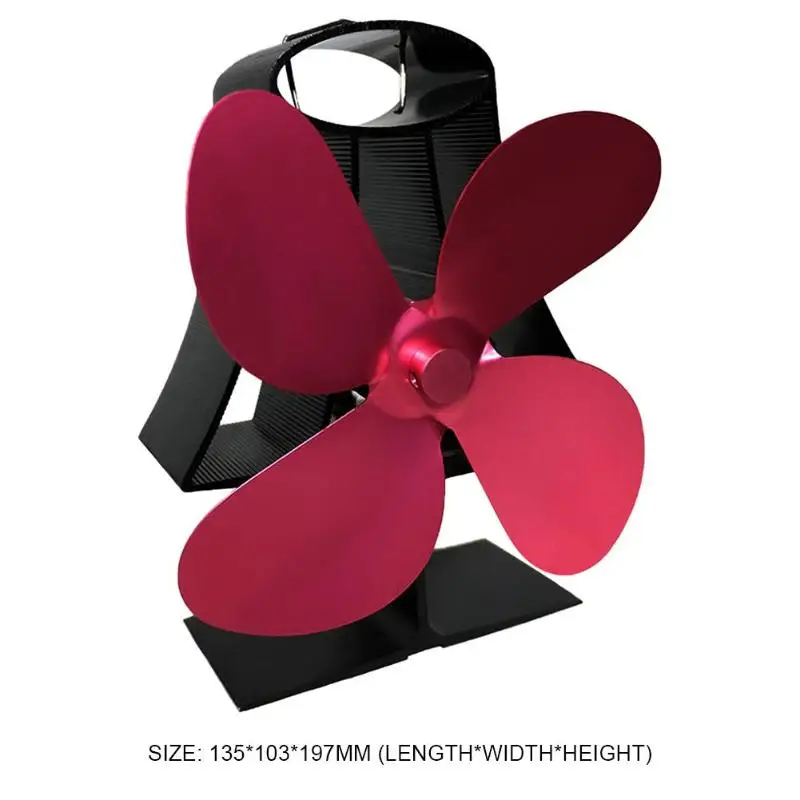 Rose Red Вентилятор для печи, работающий от тепловой энергии алюминиевый теплоотвод 4 лезвия горелка кухонная плита низкий уровень шума эффективный вентилятор для камина домашнее устройство - Цвет: Rose Red