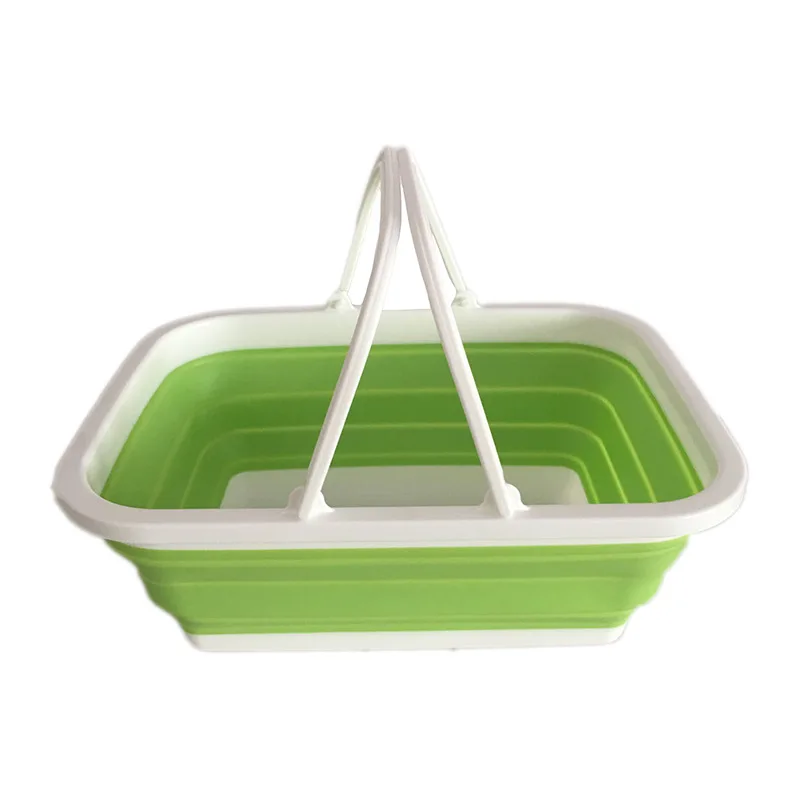 Folding Shopping Basket Laundry Basket Snacks Fruit Vegetable Foldable Silicone Basket Home Storage& Organization Eco-Friendly - Цвет: 05