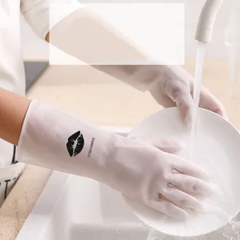 

Gloves Reusable Cleaning Gloves Household Cleaning Dishwashing Cleaning Sanitary Printing Long Tube Gloves #YL5