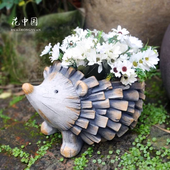 

Cute Hedgehog Flowerpot Planter Resin Vase Flower Plant Succulents Container Bonsai Pot Home Table Garden Decoration Ornament