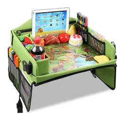 Kids Travel Drawing Tray Organized Access to Drawing Activities 16 Organizer Pockets Travel Snack Trays with Tablet Holder