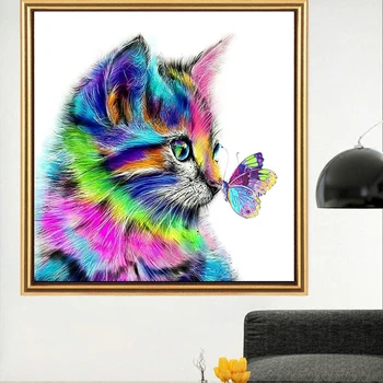 

5D DIY Diamond Painting Cat Butterfly Cross Stitch Full Square Round Drill Diamond Embroidery Animal Mosaic Rhinestone Decor