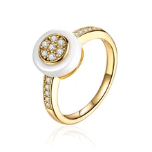 Роскошные белые керамические циркониевые кольца для женщин, высокое качество, позолоченное обручальное кольцо, праздничная бижутерия с кольцами, подарки на годовщину