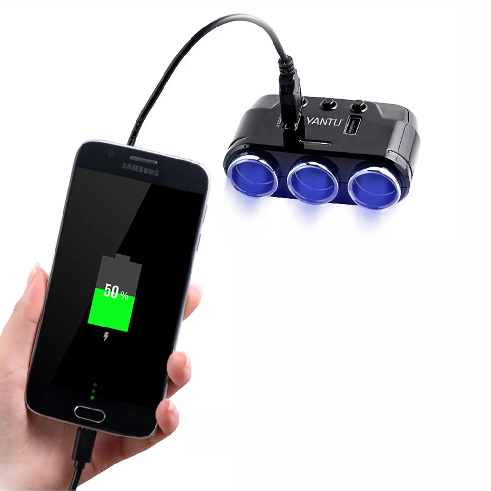 12 V-24 V розетка для автомобильного прикуривателя сплиттер светодиодный USB Зарядное устройство адаптер 3.1A 100W обнаружения для телефона MP3 DVR аксессуары