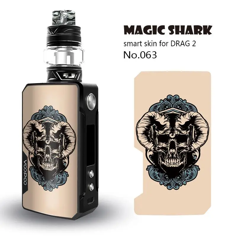Волшебная Акула 2.5D стерео горячая Распродажа череп Лев медведь зверь Vape комплект Pod чехол наклейка пленка кожа для Voopoo Drag II 2 - Цвет: 063