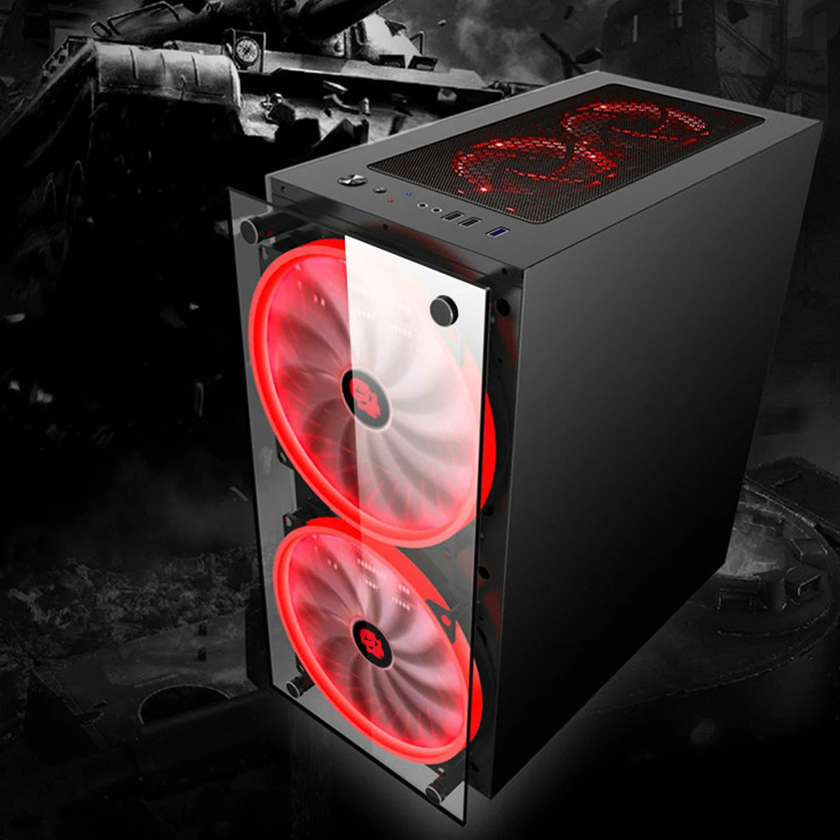  RGB Computer Case Double Side Tempered Glass Panels ATX Gaming Water Cooling PC Case with 2 Color C