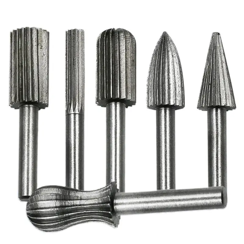 

6 Pcs Carbide Cutter Rasp Rotary File Burr Drill Bit Set CNC Woodworking Carving B95B