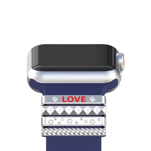 Декоративное кольцо с орнаментом для apple watch ремешок iwatch 44 мм 40 мм 42 мм 38 мм из нержавеющей стали «LOVE» подарок apple watch 5 4 3 21 - Цвет ремешка: silver