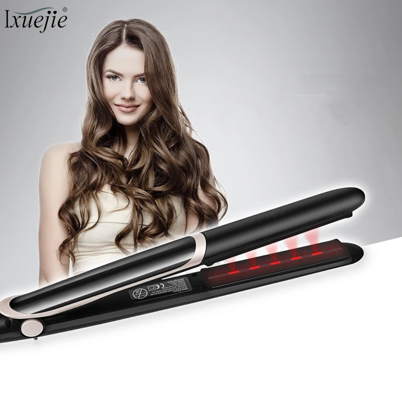 

IXueJie Professional Mini Curling Iron 2in1 Hair Straightener and Hair Curler LED Display Temperature Adjustment for Dormitory