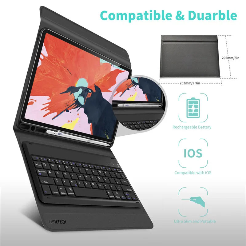 CHOETECH iPad Bluetooth клавиатура чехол для iPad Pro 11 дюймов из искусственной кожи защитный чехол для Apple iPad Coque