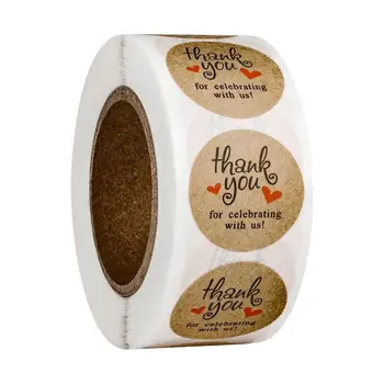 

500pcs Vintage Thank you for celebrating with us Kraft Label Sticker DIY Hand Made Envelope Stickers Gift Packaging Seal Sticker