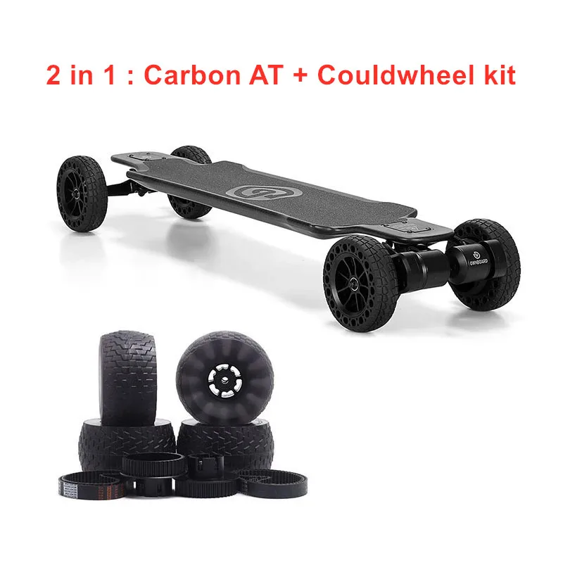 2 in 1 Ownboard Carbon AT 3000W 4" Универсальный электрический скейтборд с двойным ремнём двигателя 14AH батарея углеродное волокно Лучший Мощный скейт - Цвет: 2 in 1