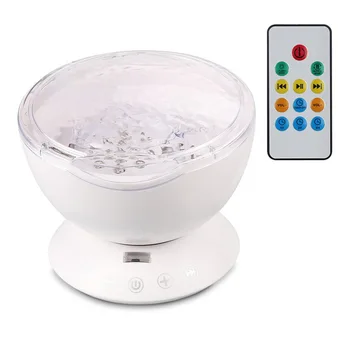 

LED sea wave projector starry aurora charging luminous remote control rotating USB TF illusion baby bedside lamp