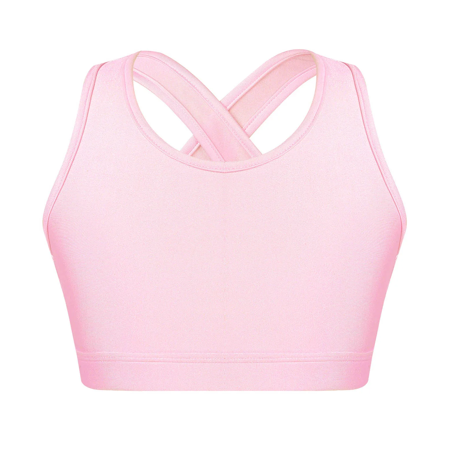Girls Tank Tops Girls Sports Bras Kids Girls Dance Top Sport Cropped Top Vests Shoulder Straps Sleeveless Keyhole Back Shockproof Running Gym Yoga Sports Bra