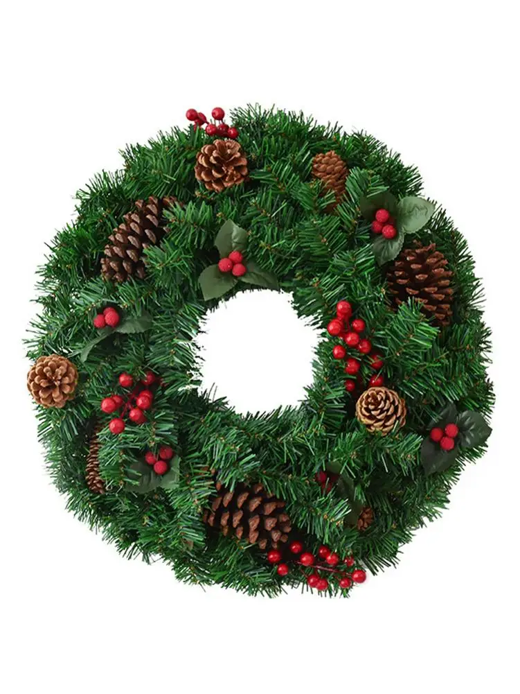 40 см Рождественский венок Pinecones красные ягоды венок ручной работы для двери подвесной отель сцена макет