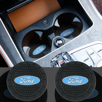 

New Emblem Car Coaster Water Cup Slot Non-Slip Mat Pad For Fords Focus 2 3 1 MK2 MK3 MK1 Fusion Accessories Car Styling