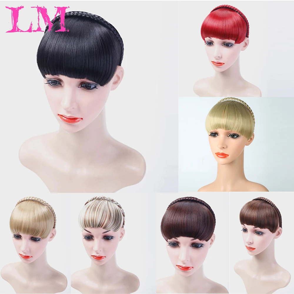 LM более цветные синтетические волосы край черный блонд плетеные волосы челка отделка парик аксессуары