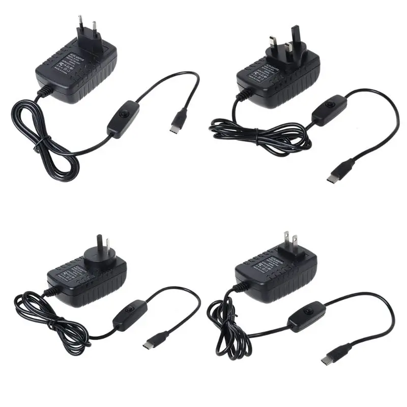 

Type C Power Adapter USB C Charger ON/OFF Switch for Raspberry Pi 4 Model B