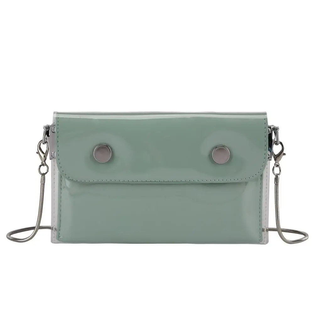 Sky blue Women Waterproof Waist Bag Lether Jelly Chest Belt Bag PVC Ladies Transparent Crossbody Chain Bags Fashion Fanny Pack a08 - Color: Sky blue