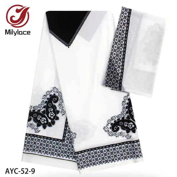 AYC-52-9 Дизайн, имитация восковых материалов, шифоновая набивная ткань, 4 ярда+ атласная шелковая ткань, 2 ярда для мужчин и женщин, одежда AYC-52 - Цвет: AYC-52-9