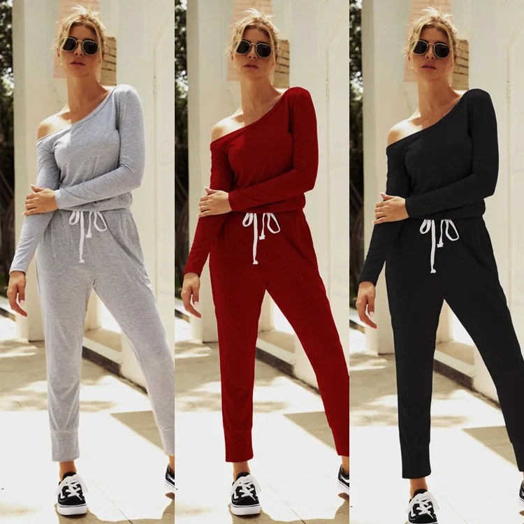 

Fashion Casual Women Jumpsuit Long Sleeve Irregular Neck Rompers Femme Bodycon Playsuit Autumn Streetwear Women Bandage Jumpsuit