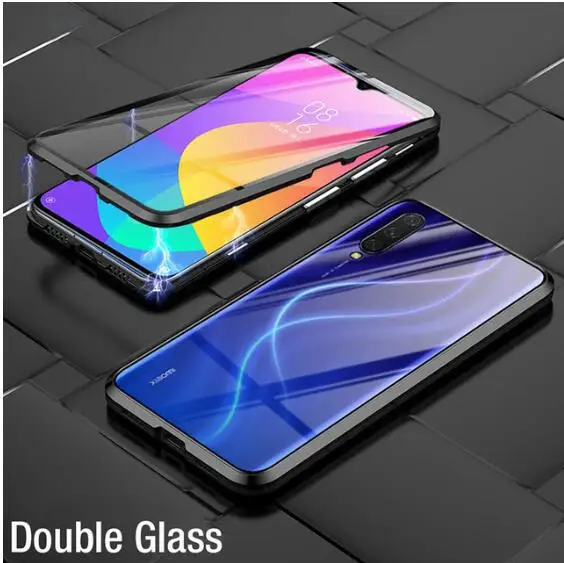 Магнитный чехол для Xiao mi Red mi Note 10 7 8 K20 Pro, передний задний стеклянный чехол для mi 8 9 SE CC9 Pro CC9E 9T F1 mi x 3 2 S, Магнитный чехол s - Цвет: Black