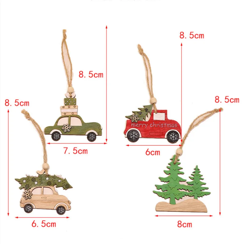 4 шт. Мультяшные деревянные рождественские собаки Автомобильная подвеска Рождественская игрушка украшения окна дисплей дома вечерние декоративные Детские игрушки Navidad
