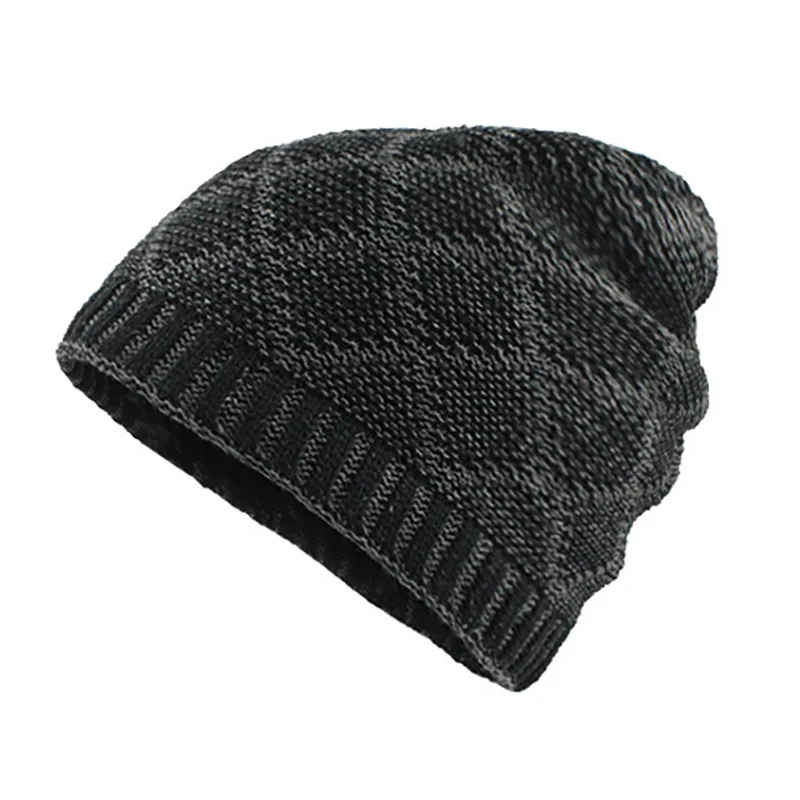 Knitted Hats For Men Winter Scarf Warm Thick Fluffy Slouchy Hats Outdoor Long Beanie Ribbed Casual Breathable Gorros - Цвет: Black Hat