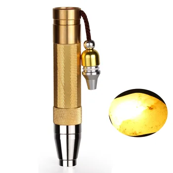 

2 Files 8 Watts Powerful LED Flashlight Gemstone Amber Jewelry Jade Inspection 600 Lumens Yellow Light Handy Torch Lampe 18650