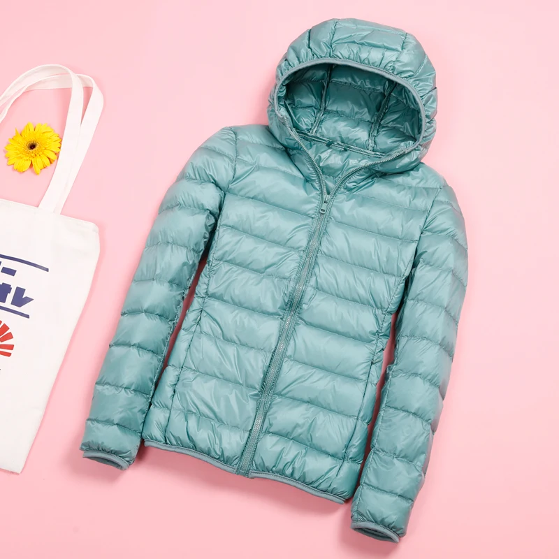 Весенняя, осенняя, зимняя женская тонкая куртка, светильник, модная женская куртка с капюшоном, теплый пуховик, модное белое пуховое хлопковое пальто, пальто - Цвет: Light bean green