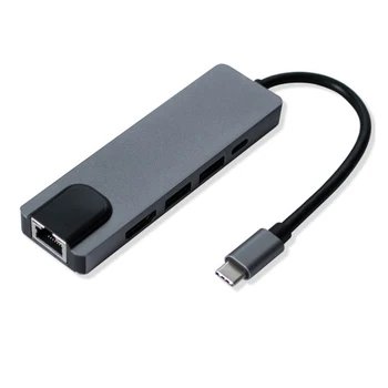 

5 IN 1 USBC to RJ45 HDMI 4K USB 3.0 Type C Charging Hub Gigabite Ethernet Lan for Macbook Pro Air Thunderbolt 3 USB-C Charger