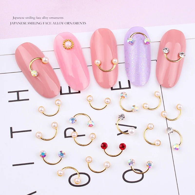 

100 Pcs Happy Smile Design Nail Charms Alloy Gems Nail Art Rhinestones Uv Gel Studs Jewelry Diamond Crystals Nail Charms JC721