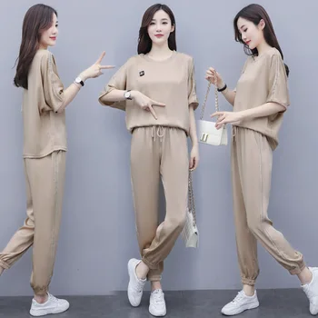 

Womens Set Tracksuit Casual Fashion 2 Two Piece Set Plus Size Top and Pants Suits Female Summer Ladies Pantsuit Clothing Outfits