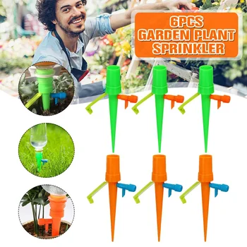 

6pcs Auto Watering seepage Spike Garden Cone Lazy Adjustable valve Plant Flower Waterers Bottle Irrigation Practical Sprinkler