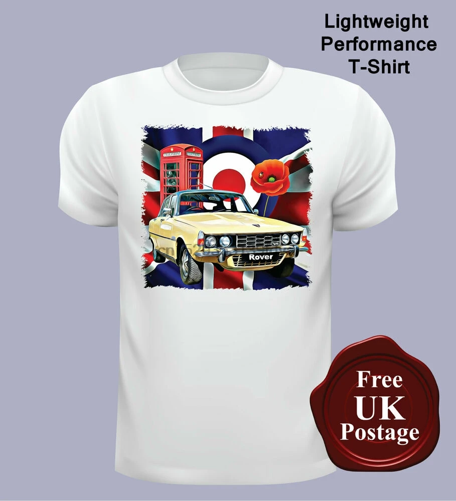 Мужская футболка Rover P6 V8 белая Union Jack Mod Target | одежда