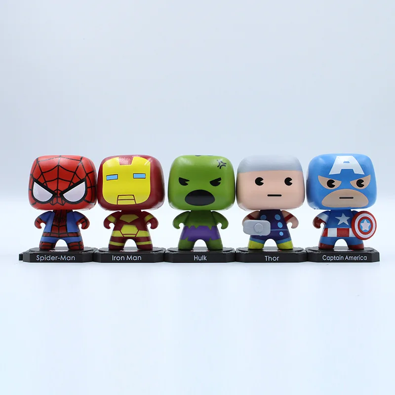 Новый стиль фигура Мстителей игрушки Sipderman Ironman Халк Тор Капитан Америка Супергерой серии модели игрушки DIY автомобиля украшения