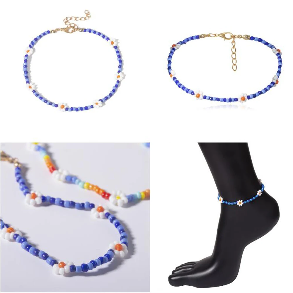 Boho красочные маленькие бусы колье для женщин Простой Бисероплетение Цветок ожерелье ручной работы воротник ювелирные изделия колье Femme