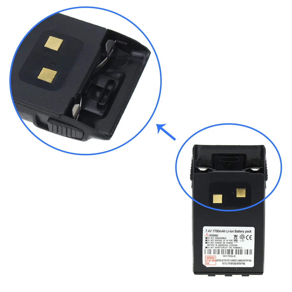 Bateria de Íon de Lítio com Clipe 1700mah com Clipe para Walkie Cinto Talkie Wouxun Kg-kg-uv6d kg 689 Rádio Bidirecional 7.4v Kg-uvd1p - Image 4