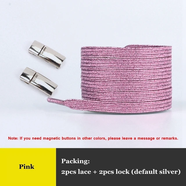 New Rainbow Magnetic Lock Shoelaces Elastic No tie Shoe laces Sneakers Shoelace Kids Adult Lazy Laces One Size Fits All Shoes Pink
