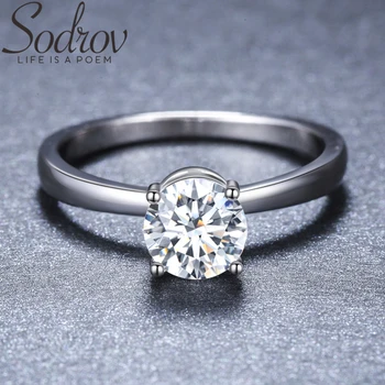 

SODROV 925 Sterling Silver Ring Trendy Wedding Rings for Women Round Female Bague Sterling Silver Jewelry GG078