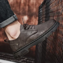 

QZXYL Low-top Martin Shoes for Men Leather Tooling Shoes Retro British Casual Boots Men's Shoes Platform Women Ankle Boots 80