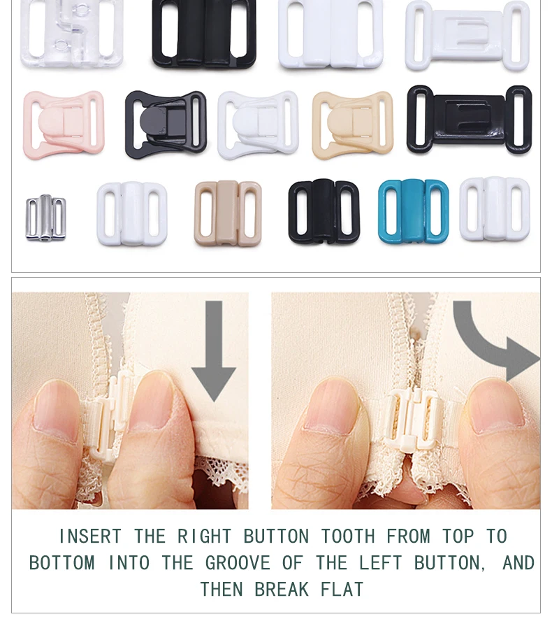 Description Picture 4 of itemNew 10pcs/lot Rectangle Tape Closure Hook & Clasp bra buckle Waist Extenders Sewing On Clothes Bra Clip Hook Accessories DIY