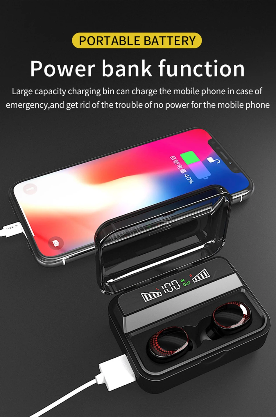 S590 TWS Wireless Headphones LED Display Touch Bluetooth 5 0 Earphone 3D Stereo Gaming Sport Headset Earbuds For Iphone Xiaomi